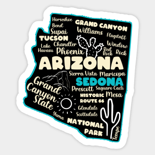 Arizona Sedona map arizona state usa arizona tourism sedona tourism Sticker